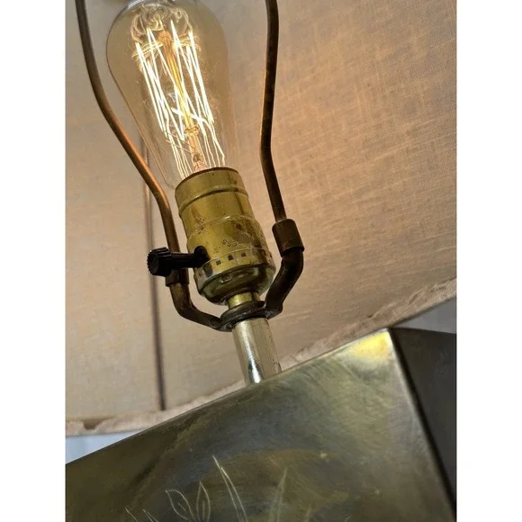Murray Feiss Brass Etched Asian Style Table Lamp- Tested & Working